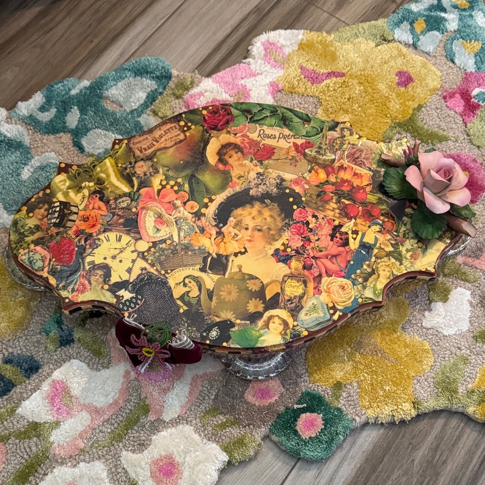 Hand made Vintage Collage Decorative Tray